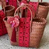 2025 Nuevo Bolso Tejido Cesta Cesta para Empaque de Regalo Navideño Bolsa de Regalo Acompañante Luna Llena Regalo para Inauguración de Casa Celebración de Cumpleaños