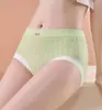 Producto popular de transmisión en vivo: Braguitas de mujer de talle medio, elásticas, acanaladas y cómodas, con entrepierna de algodón con artemisa, antibacterianas y de estilo japonés para control del abdomen.