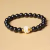 Pulsera de Sándalo Morado y Ébano Negro, Nueva Pulsera con Accesorio de Calabaza de Madera de Ébano Negro Estilo Vintage, Venta al por Mayor de Joyería Cultural y Artística