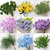 Flores Artificiais Coloridas Estilo Monet Flores Falsas Atacado Verde Roxo Arranjo de Casamento Cenário Decoração de Paisagismo