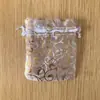 Saco de Rede de Gaze em Formato de Cílios para Embalagem de Presente, Bolsa para Armazenamento de Cosméticos e Joias, Saquinho com Cordão de Cetim
