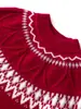 Suéter de cachemira jacquard para niños, grueso, estilo retro, para otoño e invierno, unisex, con patrón Fair Isle, cuello redondo y diseño de jersey