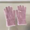 Exportado a Corea del Sur Guantes de Punto de Invierno con Lazo de Cinco Dedos para Mujer Cálidos y Engrosados a Prueba de Viento para Ciclismo con Pantalla Táctil en los Dedos