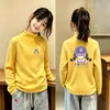 Camiseta Térmica de Fleece com Manga Longa para Meninas Infantil Primavera Outono Inverno Gola Alta Meia Camada de Base para Crianças Médias e Grandes Camiseta Estampada