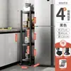 Prateleira de Cozinha de Chão Armazenamento em Múltiplas Camadas Armário de Armazenamento Multifuncional Doméstico Suporte para Panelas Suporte para Panelas Armário para Micro-ondas