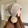 Gorro grueso de punto estilo Fair Isle para otoño e invierno, forrado de polar, cálido y protege los oídos, tejido para cabeza de circunferencia grande, hace que la cara parezca más pequeña