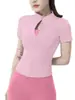 Roupa de Yoga para Mulheres com Gola Alta e Manga Curta, Jaqueta Esportiva Profissional para Primavera e Verão, Secagem Rápida, Respirável, Justa ao Corpo, Fato Fitness Emagrecedor