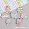 Charms de sapato de resina com glitter doce mais vendidos, fivelas de sapato criativas DIY para tamancos, acessórios fofos de desenho animado, borboleta arco-íris