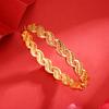 Pulsera de oro y arena con hojas nuevas para mujer, con hebilla de bobinado giratorio chapada en oro y cobre hueco, accesorios de joyería al por mayor