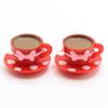 Acessórios de joias de resina de casa de bonecas em miniatura simulação tridimensional polka dot bow xícara de café xícara de bebida jóias DIY