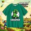 Camiseta infantil de manga curta Minecraft com Creeper, Steve e Dragão do Fim, top 100% algodão para meninos