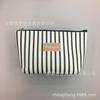 Bolsa de Maquiagem Listrada Preto e Branco Bolinhas Espinha de Peixe Simples Impermeável PU Portátil Necessaire Bolsa para Cosméticos