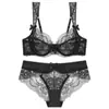 Conjunto de lingerie sexy ultrafino estilo francês, sutiã de renda respirável, minimiza seios grandes, previne flacidez, sutiã plus size
