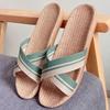 Chinelos de linho para casa casal piso de madeira interno para casa chinelos de fundo grosso antiderrapantes para homens e mulheres chinelos de verão atacado