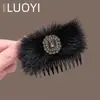 Pente de Cabelo de Pelúcia com Strass de Luxo Acessível de Alta Qualidade Dongdaemun da Coreia do Sul Pente de Cabelo Feminino Acessórios de Cabelo na Parte de Trás da Cabeça