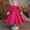 2026 Novo Estilo Vestido Longo para Meninas Vestido de Performance Vestido de Florista Bordado Infantil Vestido Elegante para Menina