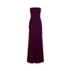 Vestido Roxo Moda Europeia e Americana, Roupas Femininas Sexy Novas Transfronteiriças, Vestido Longo Sem Alças Elegante com Recortes Sem Mangas
