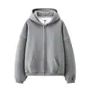 Nova Moletom com Capuz Pesado de 480g para Homens e Mulheres, Cor Sólida, Forrado com Fleece, Esportivo, Modelagem Solta, Jaqueta Casual com Zíper