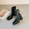 ¡En stock! Botines de plataforma de tacón alto con punta cuadrada para mujer, versátiles y elegantes, perfectos como botas estilo Martin, ligeros y lujosos, con tacón grueso y efecto adelgazante