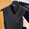 Chaleco de punto para hombre, camiseta básica para hombre, tejido sin mangas de cuello en V ajustado para negocios, chaleco para hombre, suministro directo de fábrica