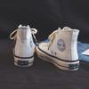 Tênis de Cano Alto de Lona Primavera Anos 70 para Estudantes Femininas Estilo Coreano Sapatos Femininos Harajuku Ulzzang Tênis Versáteis Sapatos de Tecido Três Vezes