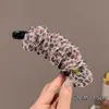 Pinza de Plátano Plegable Estilo Coreano Azul Ahumado Estampado de Leopardo para Mujer Versátil de Alta Gama Accesorio para el Cabello para Cola de Caballo Alta con Volumen