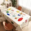 Toalha de Mesa Desenho Animado, Sem Lavagem, Impermeável, À Prova de Óleo, Resistente ao Calor, Estilo Dopamina Creme, Toalha de Mesa Retangular, Protetor de Mesa, Chá