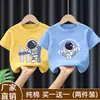 Camiseta de Verão de Algodão Puro de Manga Curta para Meninos 2026 Nova Estampa de Desenho Roupas Infantis Tops Finos para Bebês Meninos t