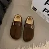 Sapatos Birkenstock totalmente fechados com sola grossa e forrados de fleece para mulheres, novos modelos 2026, outono e inverno, slip-on, mocassins Birkenstock, sapatos de algodão peludos