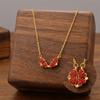 Collar de acero de titanio para mujer, colgante de trébol con forma de corazón de amor, cadena de clavícula de nicho de lujo, joyería de dos piezas al por mayor
