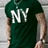 Camiseta Deportiva Casual Suelta de Verano para Hombre Tallas Grandes con Estampado de Letras Ny Cuello Redondo Manga Corta
