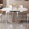 Mesa de Comedor y Silla de Tablero de Roca de Lujo Ligero Combinación Moderna Simple Apartamento Pequeño Redonda Retráctil Giratoria Mesa de Arroz Doméstica