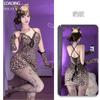 Shuoyao Lencería Sexy Puro Deseo Linda Estampado de Leopardo Falda de Cadera Uniforme de Chica Gato Traje No Necesita Quitarse Pijama 689