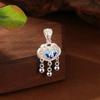 Collar de Plata de Ley S999, Exquisito Carácter de Bendición, Cierre Seguro, Candado Colorido de Doble Cara para Larga Vida, Collar Antiguo con Flor Calada