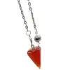 Venta caliente Ágata natural Cristal gema cono hexágono cono colgante DIY Colgante de cristal