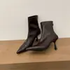 Botines de Tobillo de Tacón Alto Puntiagudos Estilo Coreano para Mujer 2026 Nuevos Botines Cortos Tacones Altos Botas de Moda Cuero Suave Botas Elásticas Botas Adelgazantes de Otoño