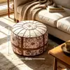 Taburete de Almacenamiento Floral Marrón para Sala de Estar, Bolsa de Almacenamiento para Ropa y Juguetes del Hogar, Caja de Almacenamiento Estacional, Puf para Sofá