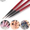 Pluma Dibujo para Manicura Paquete de 3 Pluma de Dibujo de Cerdas Finas Línea de Gancho Dibujo Flor Pintura Pluma Set de Pinceles para Manicura Transfronterizo Nuevo Estilo