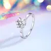 Venta Caliente Transfronteriza Anillo de Mosang de Seis Garras de 1ct Plata S925 Lujo Ligero Sentido de Alta Gama Estilo ins Anillo Abierto de Circonita Venta al por Mayor