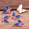 3 colores 15 * 18 mm DIY aleación de zinc joyería KC oro goteo aceite encanto animal mariposa brillante colgante accesorios