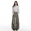 Jeans de Leopardo Lavados Retro con Efecto Desgastado para Otoño e Invierno, Pantalones de Pierna Ancha Sueltos Adelgazantes para Mujer, Pantalones Rectos Largos Casuales
