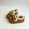 Zapatos de algodón Birkenstock de estilo coreano retro color marrón con suela gruesa para mujer, nuevo modelo invierno 2026, cálidos y afelpados, adecuados para usar al aire libre, botas de nieve antideslizantes