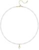 Collar de Perlas Inicial para Mujer 14k Chapado en Oro Cadena de Perlas Collar con Colgante de Letra Inicial Gargantilla de Perlas