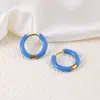 Brincos de aço inoxidável transfronteiriços Série colorida ear cuffs com óleo drop Venda direta da fábrica atacado Ouro 18k Tarraxas de aço de titânio para mulheres