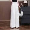 Pantalones blancos de pierna ancha de alta gama para mujer, nuevo estilo verano 2026, holgados, de cintura alta, fluidos, elegantes, transpirables, pantalones casuales de pierna recta