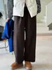 Pantalones de Abuela Estilo Coreano Ns Pantalones de Lana Pantalones de Lana Otoño e Invierno Imitación Cachemira Pantalones de Pierna Ancha de Nueve Puntos Pantalones de Cintura Elástica para Mujer 1970