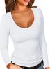 2025 Camiseta Básica Feminina Ribatada Gola Redonda Slim Cor Lisa Manga Longa Base Europeia e Americana Transfronteiriça