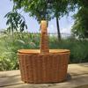 Cesta de Picnic de Ratán con Tapa Cesta Portátil de Celebridad de Internet Cesta de Compras Cesta de Salida Pastoral Cesta para Flores Cesta para Recoger Cestas de Almacenamiento para Accesorios