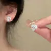 Brincos de Flor com Pedra Olho de Gato para Mulheres, Brincos Luxuosos Modernos de Alta Qualidade, Estilo Fresco e Doce, Presilhas de Orelha sem Furo