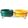 Comedero Cerámico Transfronterizo para Gato con Base Alta de Hierro para Prevenir Volcaduras, Comedero Integrado para Mascotas para Agua y Comida, Suministros para Mascotas